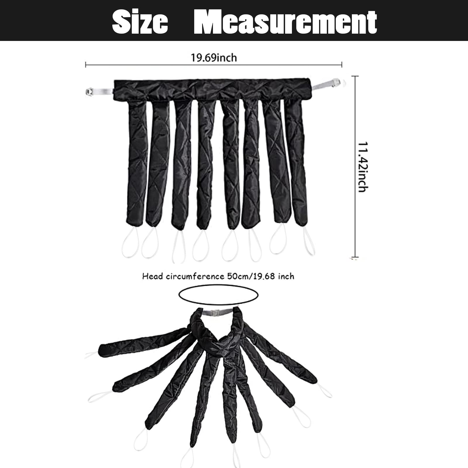 Heatless Hair Curling Headband - Octopus Design No Heat Curling Rod for Overnight Waves | Soft Sleep-Friendly Hair Rollers for Long & Medium Hair (Black) | Perfect for Bedtime Styling & Natural Beach Waves