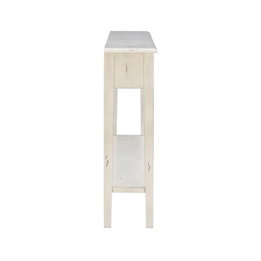 Pemberly Row Transitional Wood Console Table in Cream - Elegant Entryway Furniture for Hallway, Living Room & Foyer Decor