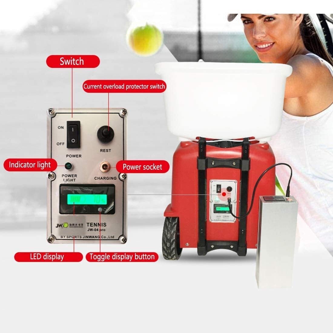 Professional Tennis Ball Launcher Machine - Automatic Remote Control Serving Trainer for Practice & Training | Perfect for Backyard, Court & Solo Drills