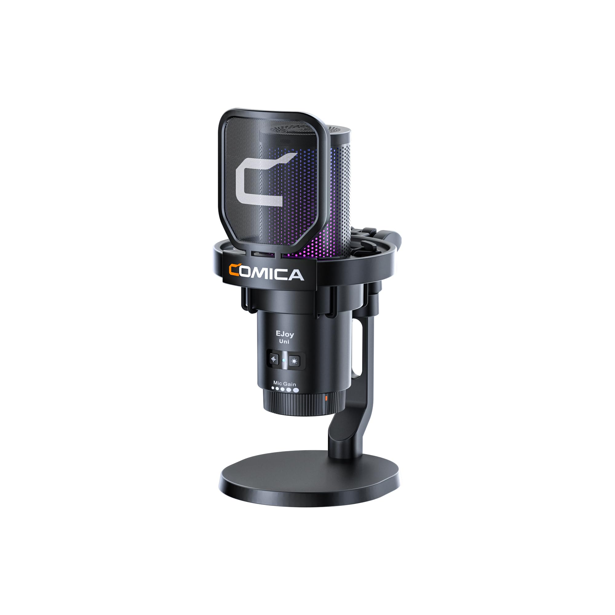 COMICA EJoy Uni USB Gaming Microphone for PC, PS4, PS5 & Mac - RGB Streaming Mic with Noise Cancellation for Twitch, YouTube, Podcast & Recording - Adjustable Gain, Mute & Monitoring - Perfect for Gaming, Live Streaming & Home Studio Setup