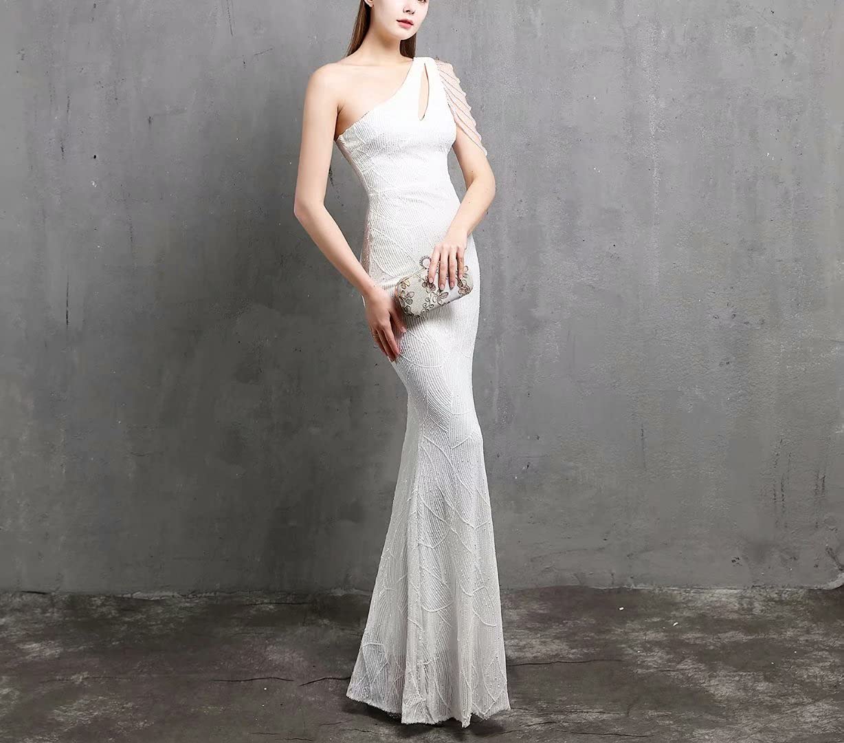 Mordarli 2023 One Shoulder Sequin Prom Dress with Slit - Long Formal Evening Gown Mermaid Style for Homecoming, Wedding, Party & Special Occasions