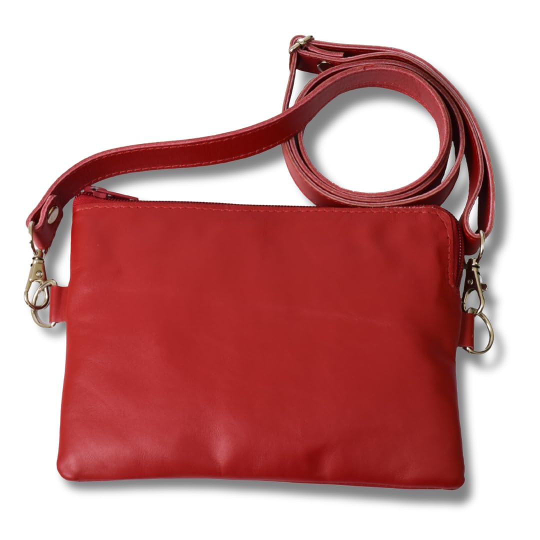 Little Red Leather Purse by World Orphans - Small Crossbody Shoulder Bag for Women | Fashionable Handbag for Daily Use, Travel & Date Nights
