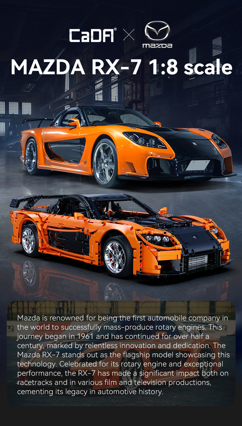 CADA C61502 Mazda RX-7 Model Car Kit - 1:24 Scale Diecast Collectible for Adults & Kids - Perfect for Display, Gifts & Car Enthusiasts