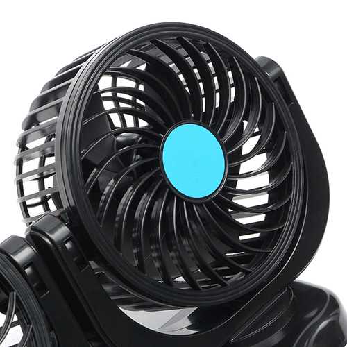 12V Dual Head Car Fan - 360 Degree Rotatable Portable Vehicle Cooling Fan for Truck, SUV & RV - Perfect for Summer Road Trips & Camping