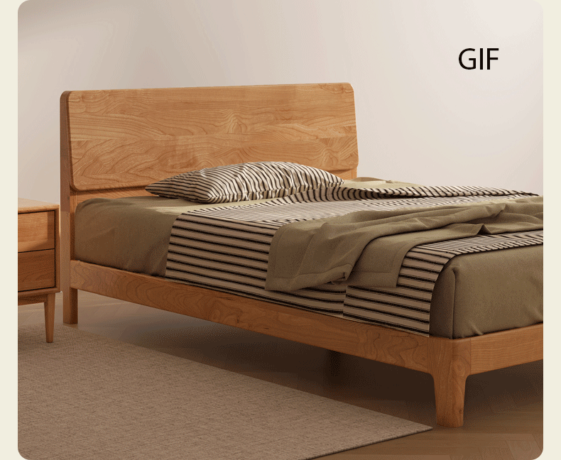 Premium Solid Cherry Wood Bed Frame - Queen Size | Handcrafted & Durable | Modern Farmhouse Bedroom Furniture | Perfect for Master Bedrooms & Guest Rooms