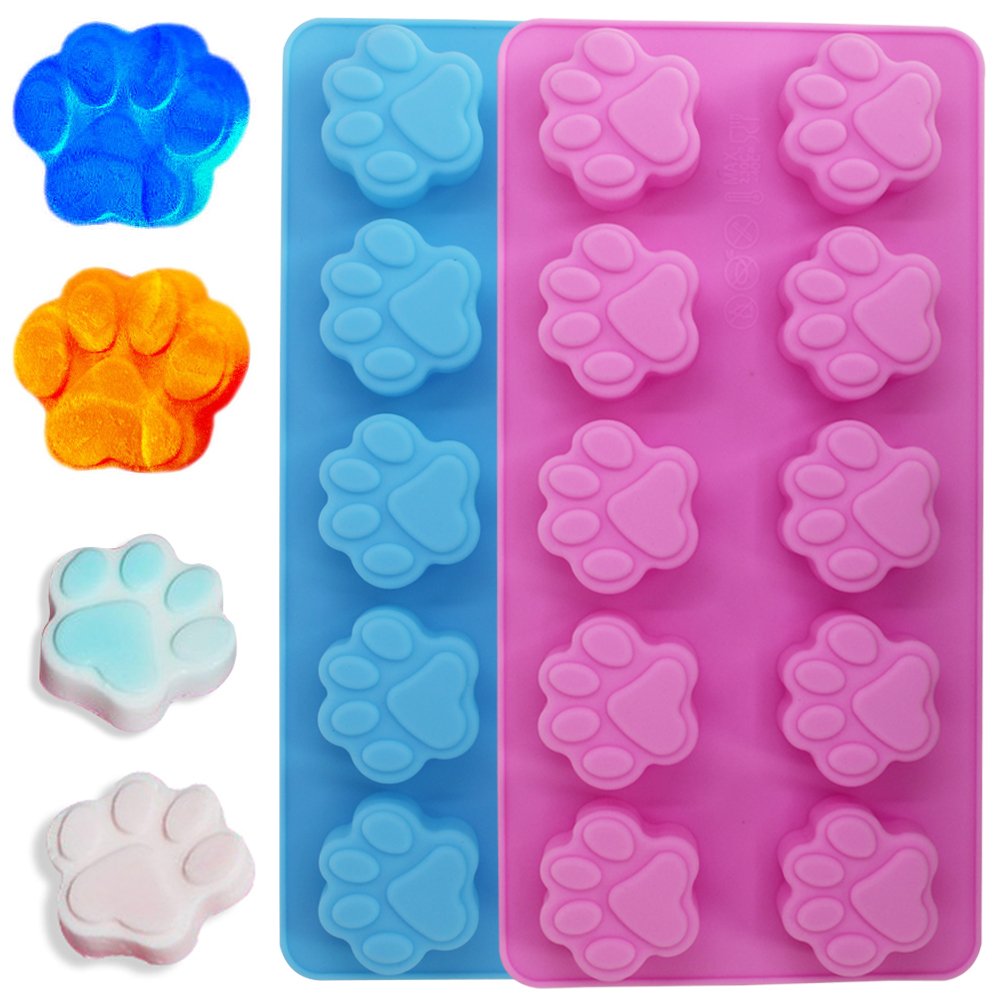 Premium Food-Grade Silicone Paw Print Molds - Set of 4 Reusable Baking Molds for Dog & Cat Treats, Ice Cubes, Chocolate, Candy | Oven, Freezer & Dishwasher Safe | Perfect for Pet Parties, DIY Treats & Holiday Baking