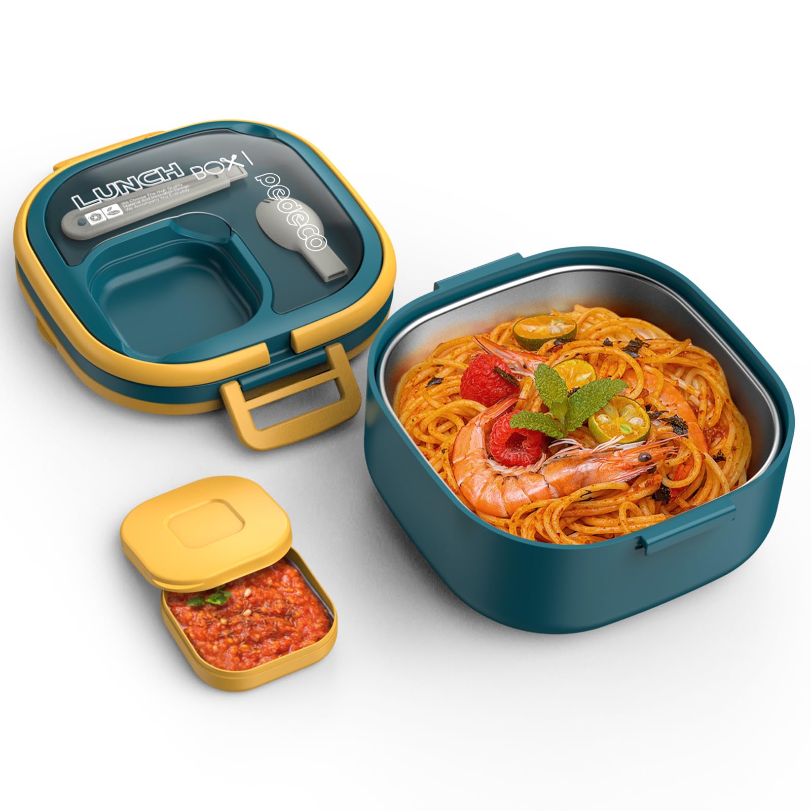 Stainless Steel Bento Box for Kids & Adults - Leak-Proof Single Layer Lunch Box with Removable Compartments, BPA-Free, Dishwasher Safe, Includes Cutlery (Blue) - Perfect for School, Office, Picnics & Outdoor Activities