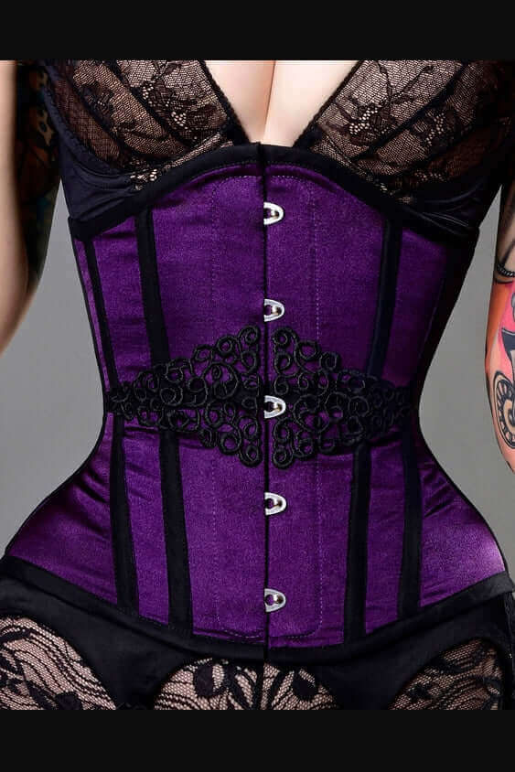 Intense Violet Steel Boned Corset for Women - Waist Training Corset with Adjustable Laces - Perfect for Cosplay, Burlesque & Victorian Fashion