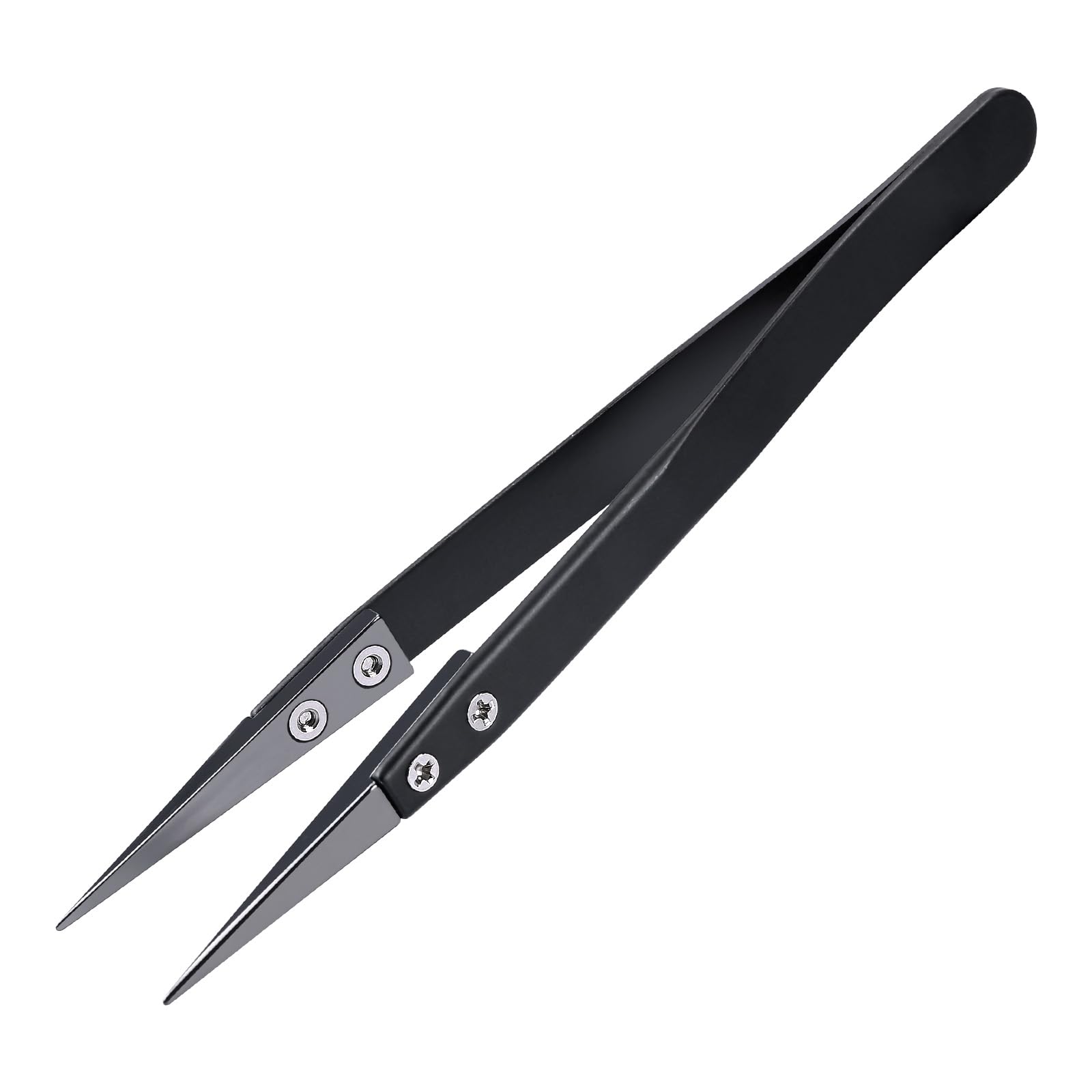 High-Temperature Ceramic Tip Soldering Tweezers - 1600°C/3000°F Heat Resistant for Precision Electronics Repair, Jewelry Making, Computer & Lab Work - Black (Ideal for SMD, PCB, and Micro Soldering Projects)