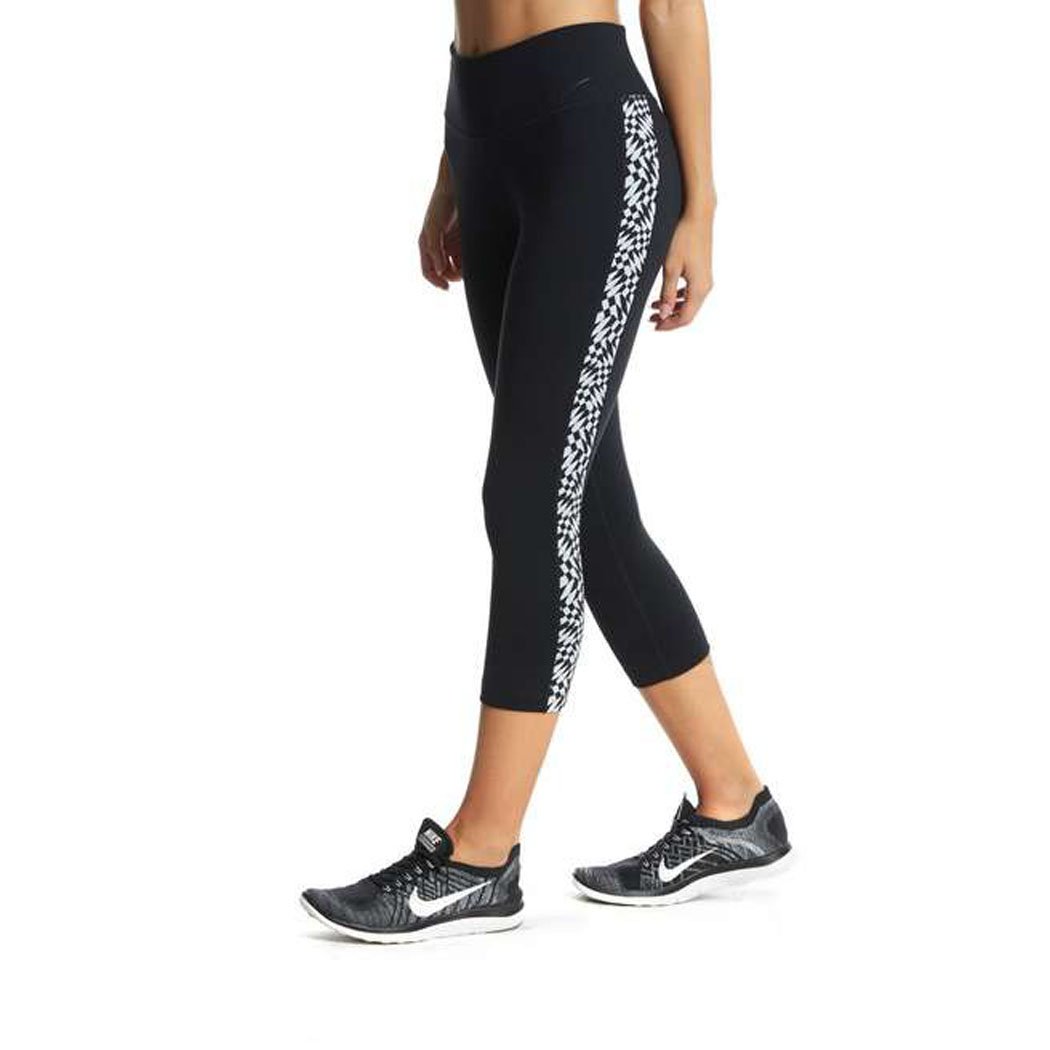 Nike Women's Legendary Checker Tight - High Waisted Yoga Pants for Workout & Running - Size L, Black - Perfect for Gym, Yoga & Lounge Wear