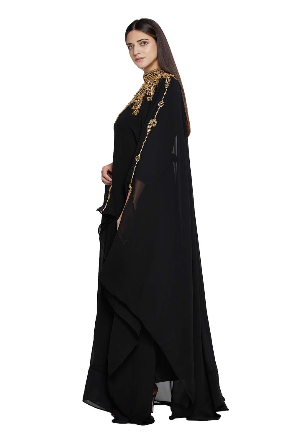 Elegant Women's Kaftan Farasha Long Sleeve Maxi Dress - Ethnic, Bridal, Evening & Party Wear with Free Scarf - Perfect for Weddings, Beach Vacations & Special Occasions