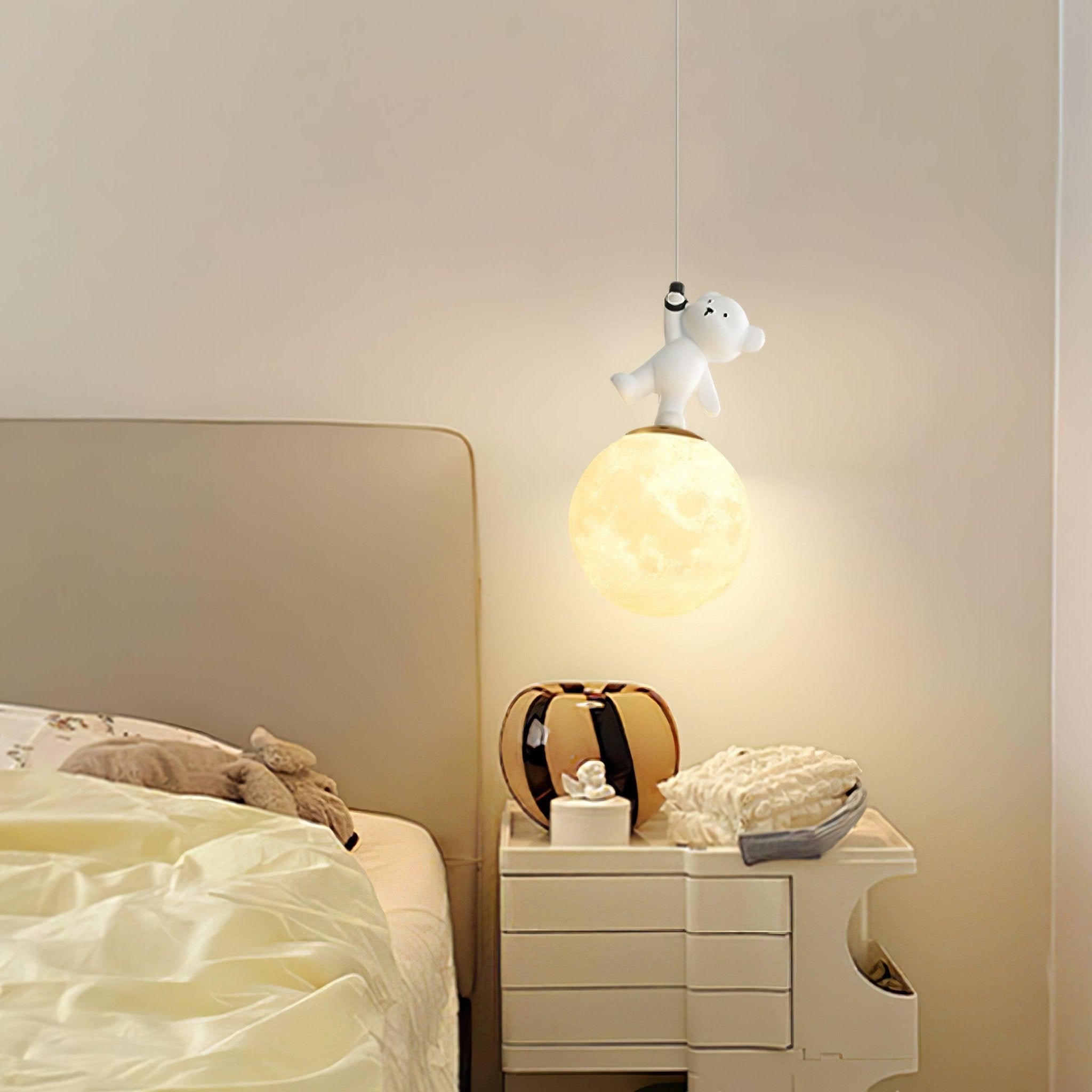 Animal and Moon Pendant Light - Modern Celestial Nursery Decor, Bedroom Ceiling Fixture for Kids Room, Boho Home Lighting