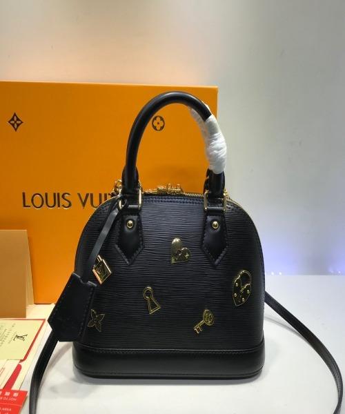 LV Alma BB Epi Leather Love Lock Edition Black Crossbody Bag - Luxury Designer Handbag for Women, Perfect for Date Night & Special Occasions
