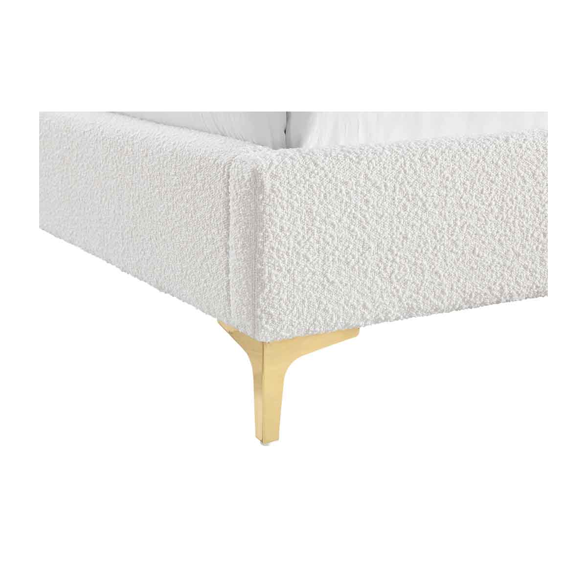 Georgia Boucle Fabric Single Bed Frame - White | Modern Minimalist Bedroom Furniture for Small Spaces & Guest Rooms