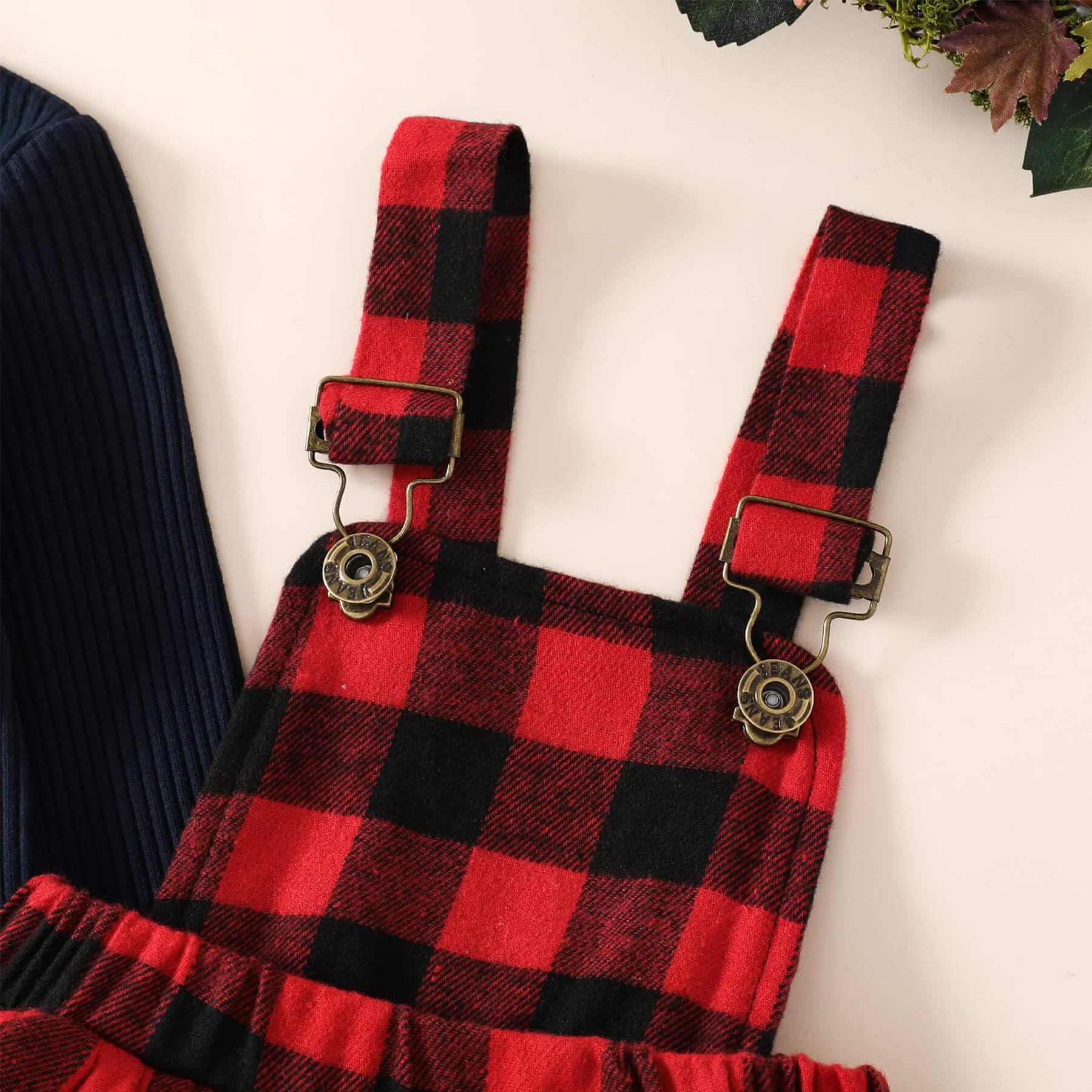 QURYPOMO Toddler Baby Girl Christmas Dress - Long Sleeve Red Plaid Suspender Skirt Set | Holiday Outfit for Infants & Toddlers | Perfect for Xmas Photos, Parties & Family Gatherings