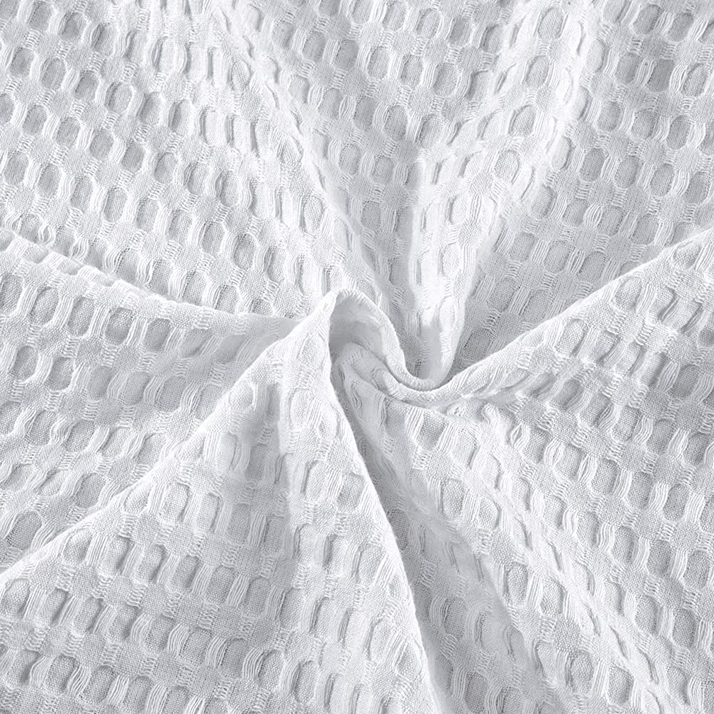 100% Cotton Waffle Weave Queen Size Blanket - Soft, Lightweight & Breathable Thermal Blanket for All Seasons - Perfect for Bed, Sofa, Travel and Gift Giving - White