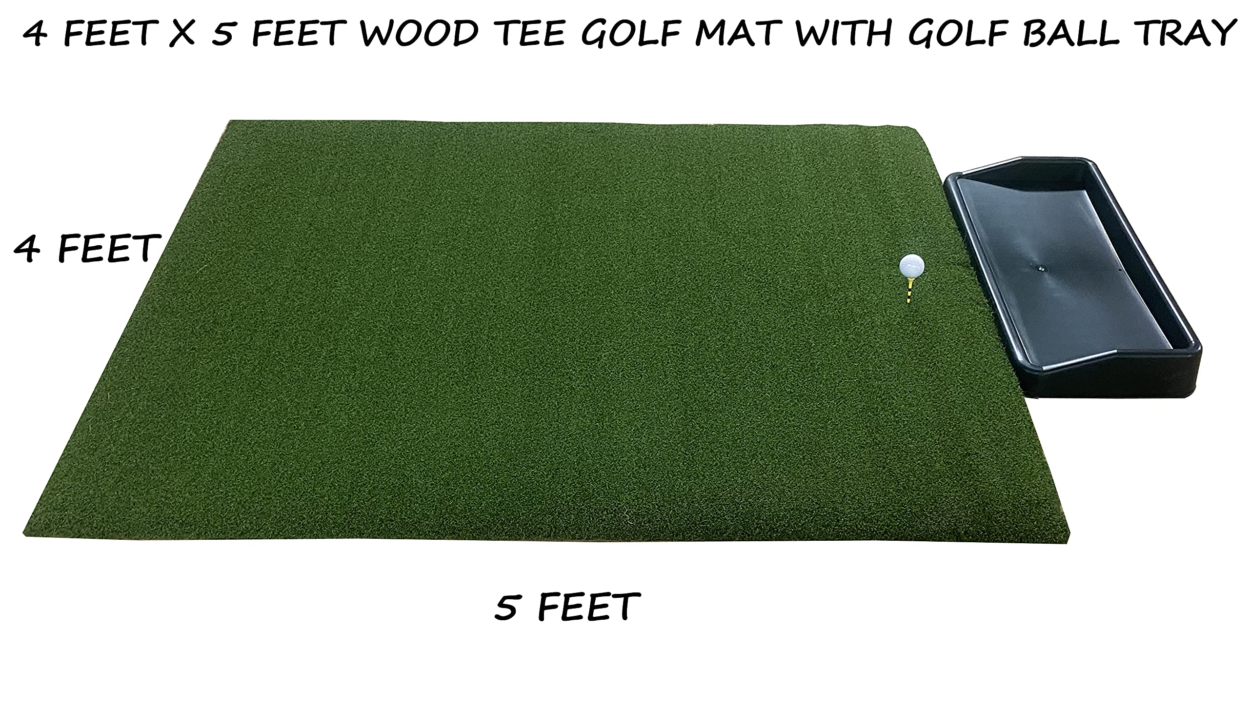 4ft x 5ft Premium Commercial Golf Mat with Urethane Backing - Professional Indoor/Outdoor Turf Stance Mat for Golfers of All Levels - Includes Golf Accessories & Durable Tray - Perfect for Driving Ranges, Backyard Practice & Home Golf Simulators