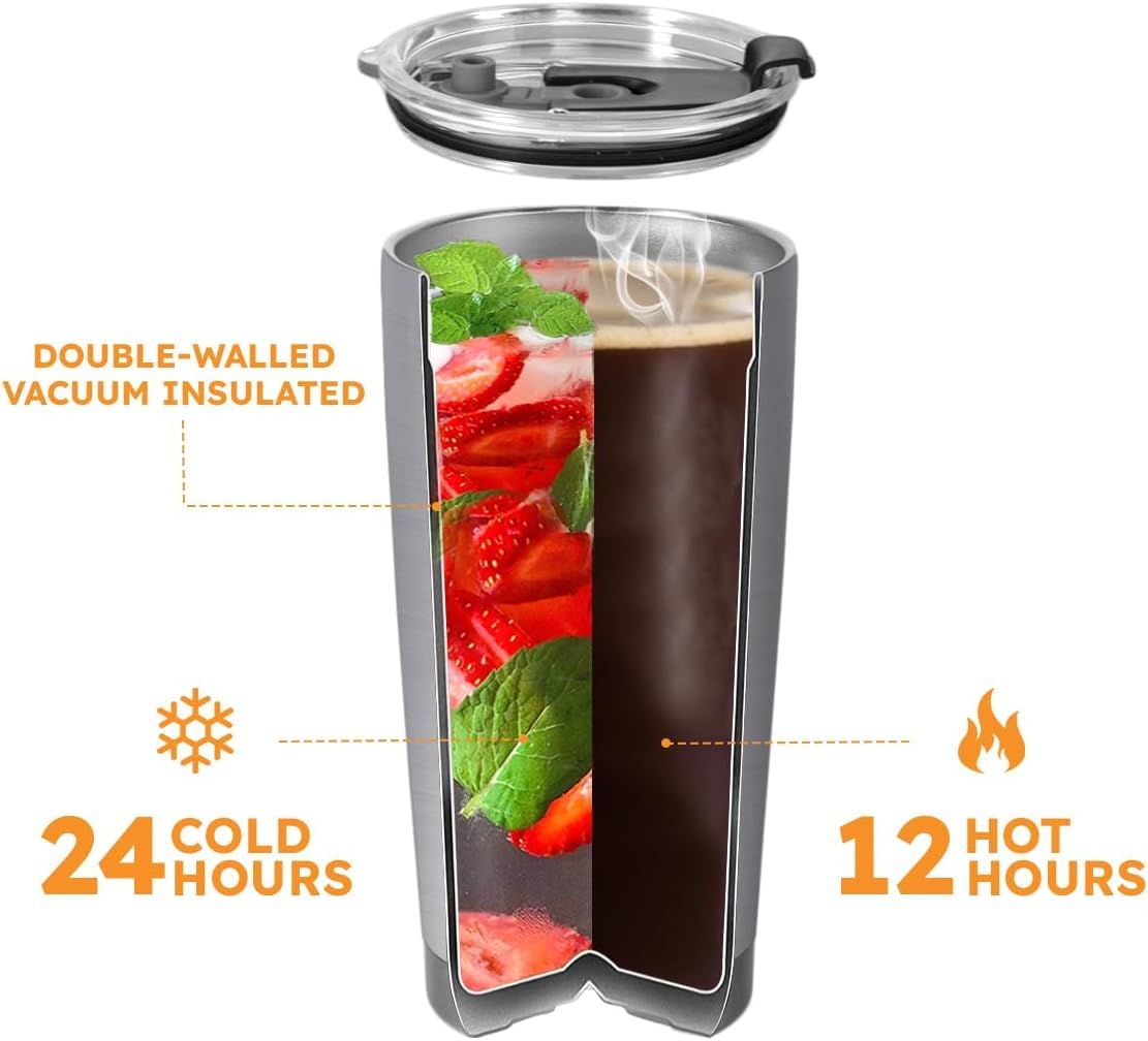 20oz Insulated Giraffe Print Tumbler Cup with Lid - Unique Valentine's Day & Birthday Gift for Women, Giraffe Lovers - Perfect Travel Coffee Mug for Office, Hiking & Commuting