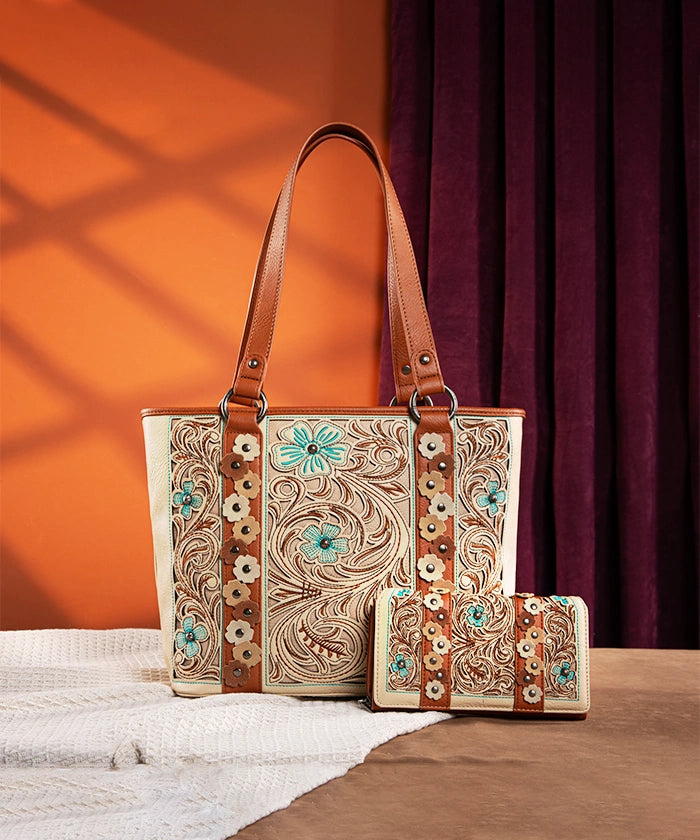 Montana West Embroidered Floral Cut Out Tote Bag for Women - Stylish Handbag for Work, Travel & Shopping
