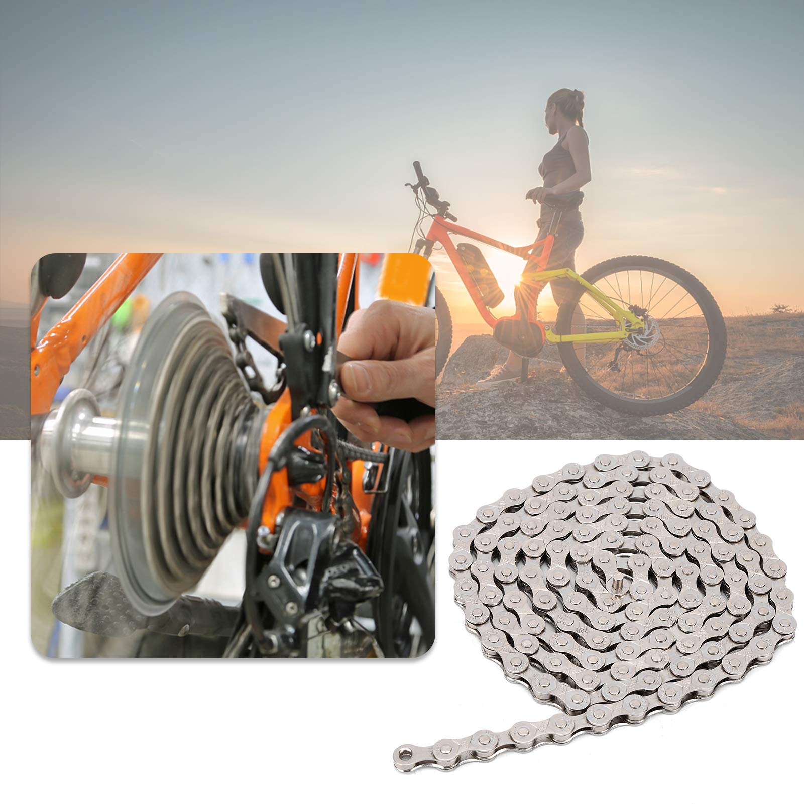 Entatial Heavy-Duty Bike Chain Set - Durable & Reliable Bicycle Chain Accessories for Mountain Bikes & Road Cycling | Perfect for Maintenance & Repair