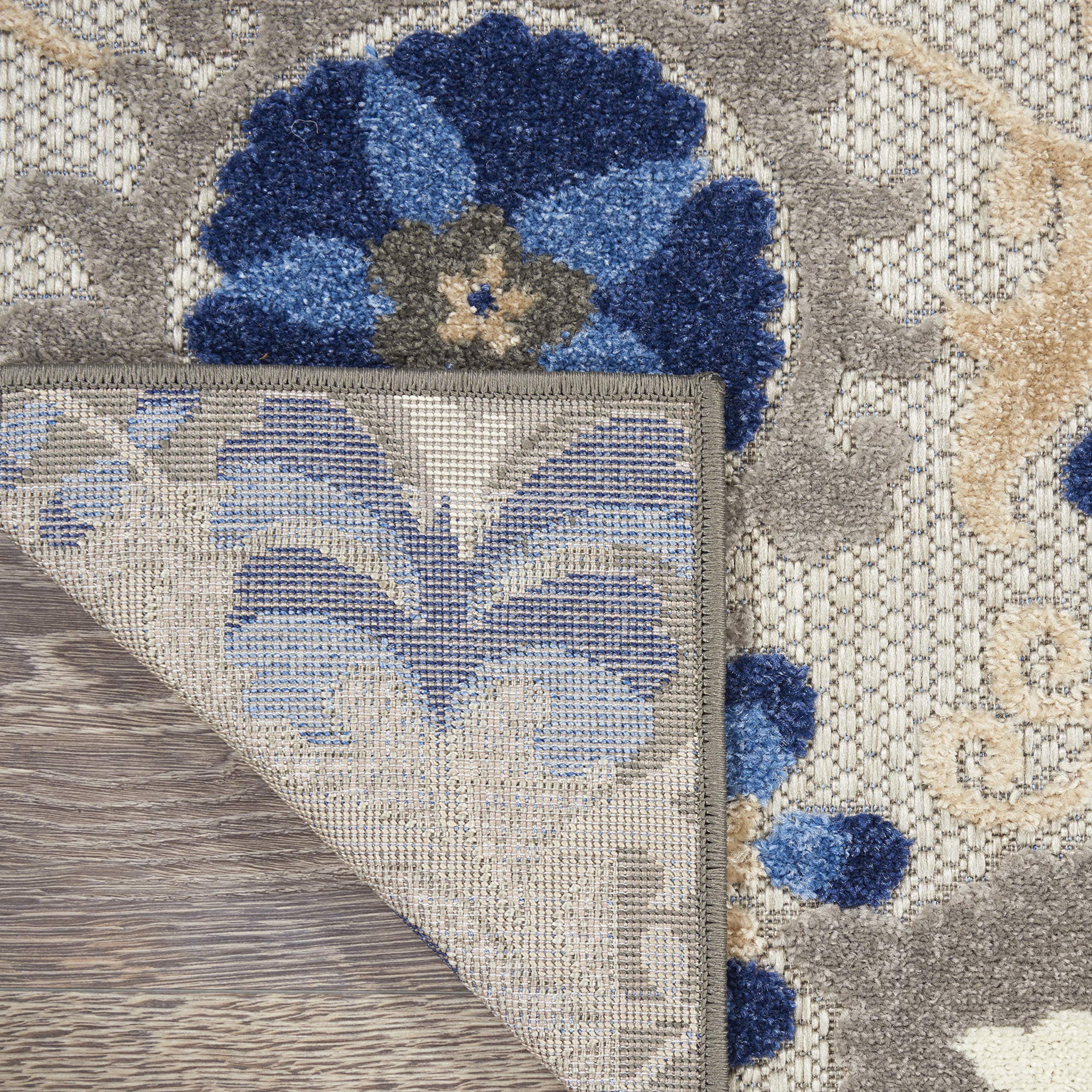 Nourison Aloha 7' x 10' Indoor Outdoor Area Rug - Natural Blue, Non-Shedding & Easy to Clean - Perfect for Bedroom, Living Room, Dining Room, Backyard, Deck & Patio