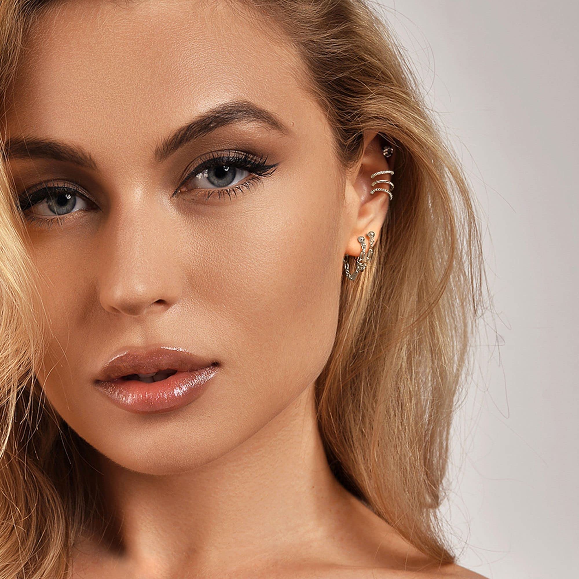 JeryWe 925 Sterling Silver Non-Piercing Ear Cuff - Hypoallergenic Cartilage Helix Conch Fake Earrings for Women | Perfect for Everyday Wear, Parties & Special Occasions