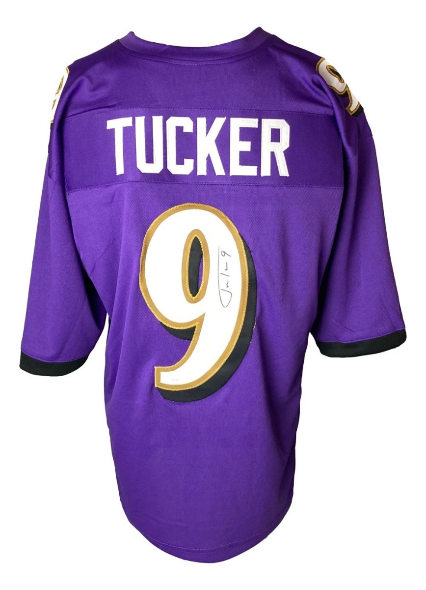 Justin Tucker Autographed Baltimore Ravens Purple Football Jersey - JSA Certified - Perfect for Fans, Collectors & Game Day Memorabilia