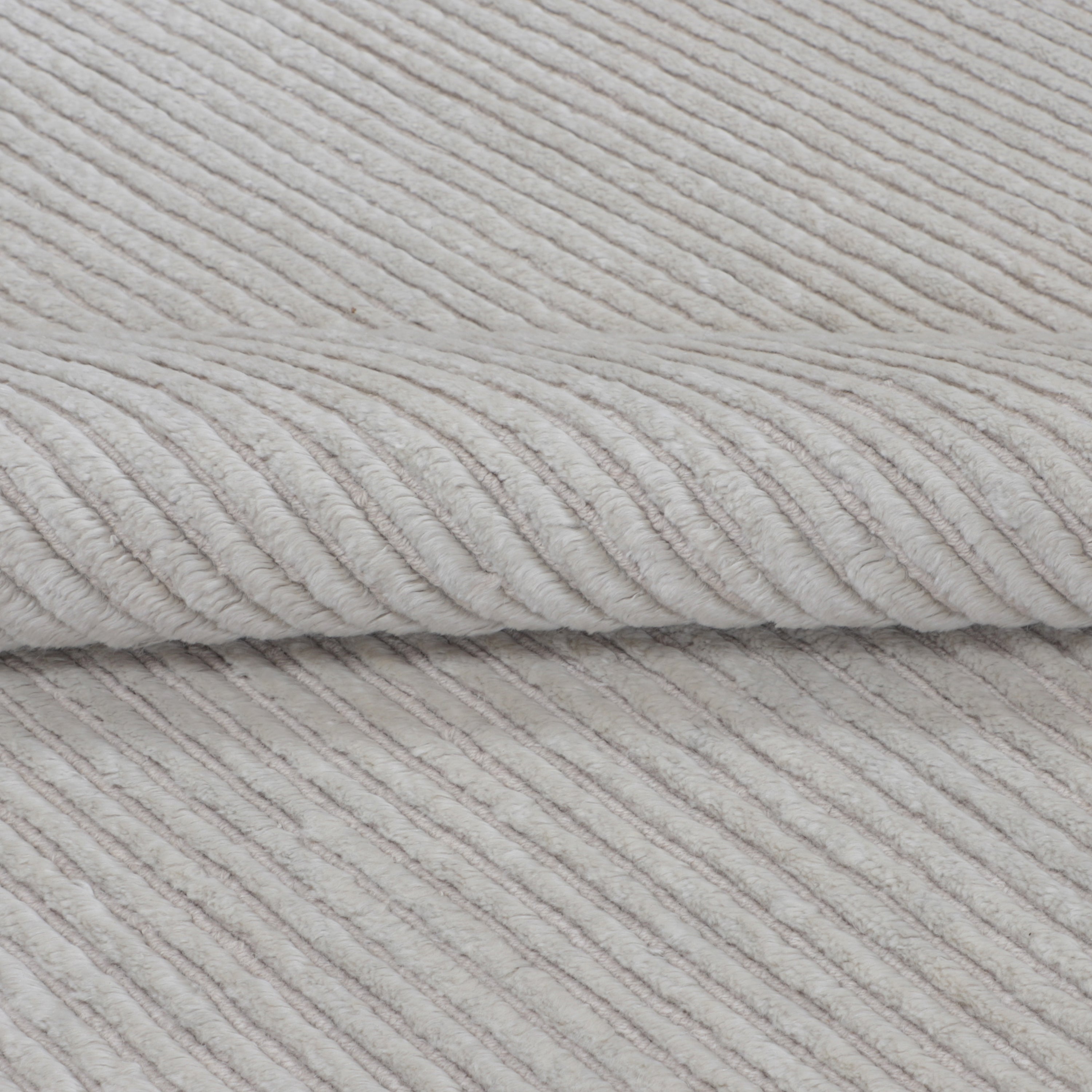 Luxury Beige Textured Cashmere Wool Rug - 11'2