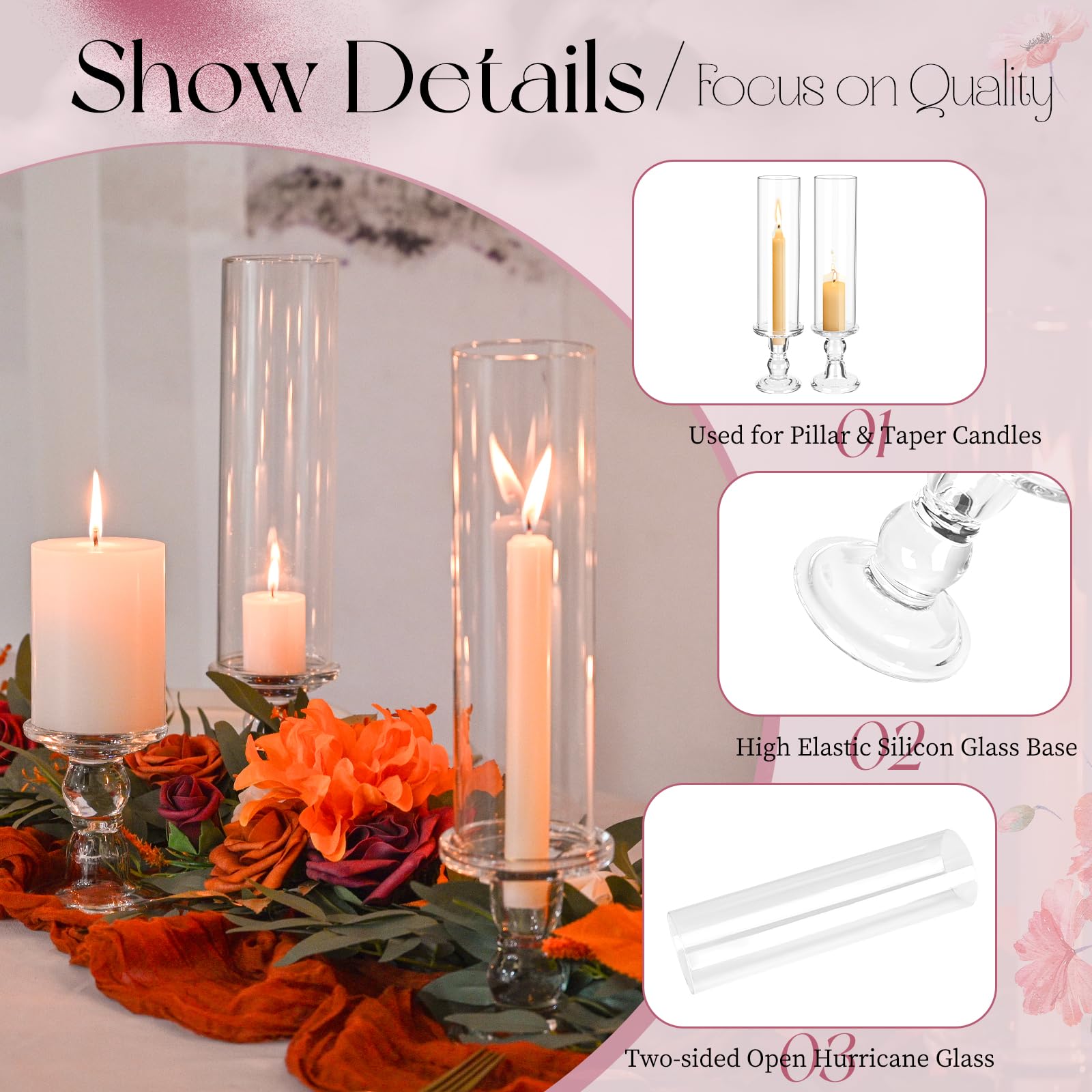 Showgeous 12 Pcs Hurricane Candle Holders - 13.8