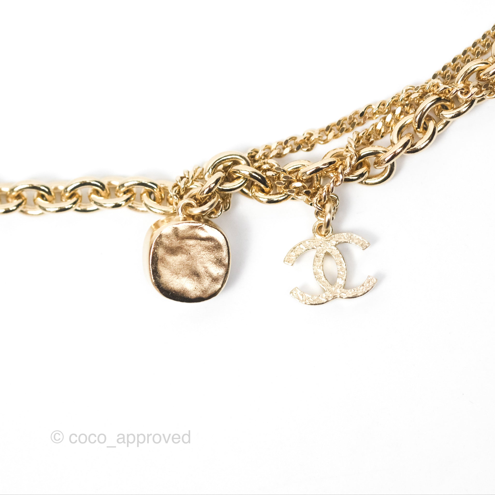 Chanel CC Logo Charm Necklace in 21K Gold Tone - Elegant Jewelry for Women, Perfect for Parties, Weddings & Special Occasions