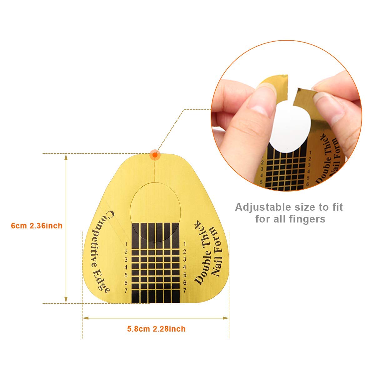 AHIER 200PCS Gold Horseshoe Nail Forms - Professional Nail Extension Tips & UV Gel Guide Stickers for Acrylic & Gel Nail Art | Perfect for Salon, Home Manicure & DIY Nail Designs