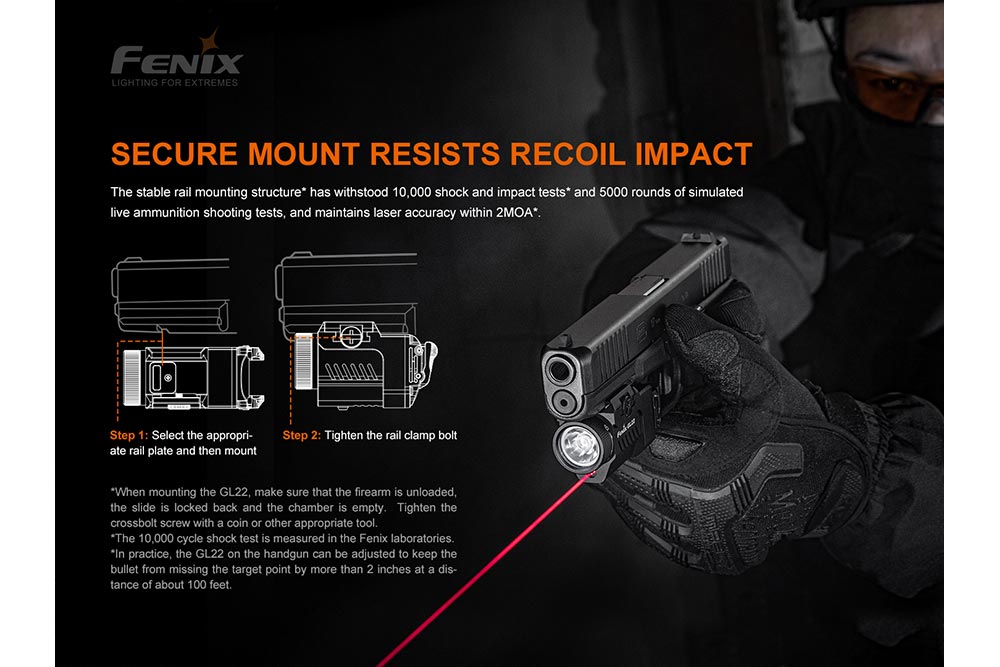 Fenix GL22 Tactical LED Flashlight with Red Laser Sight - Perfect for Hunting, Camping & Emergency Situations