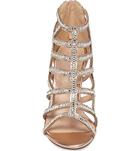 Rae Rhinestone Strappy Heels - Elegant Caged Evening Dress Shoes for Prom, Wedding & Party | Perfect for Formal Events, Dances & Special Occasions
