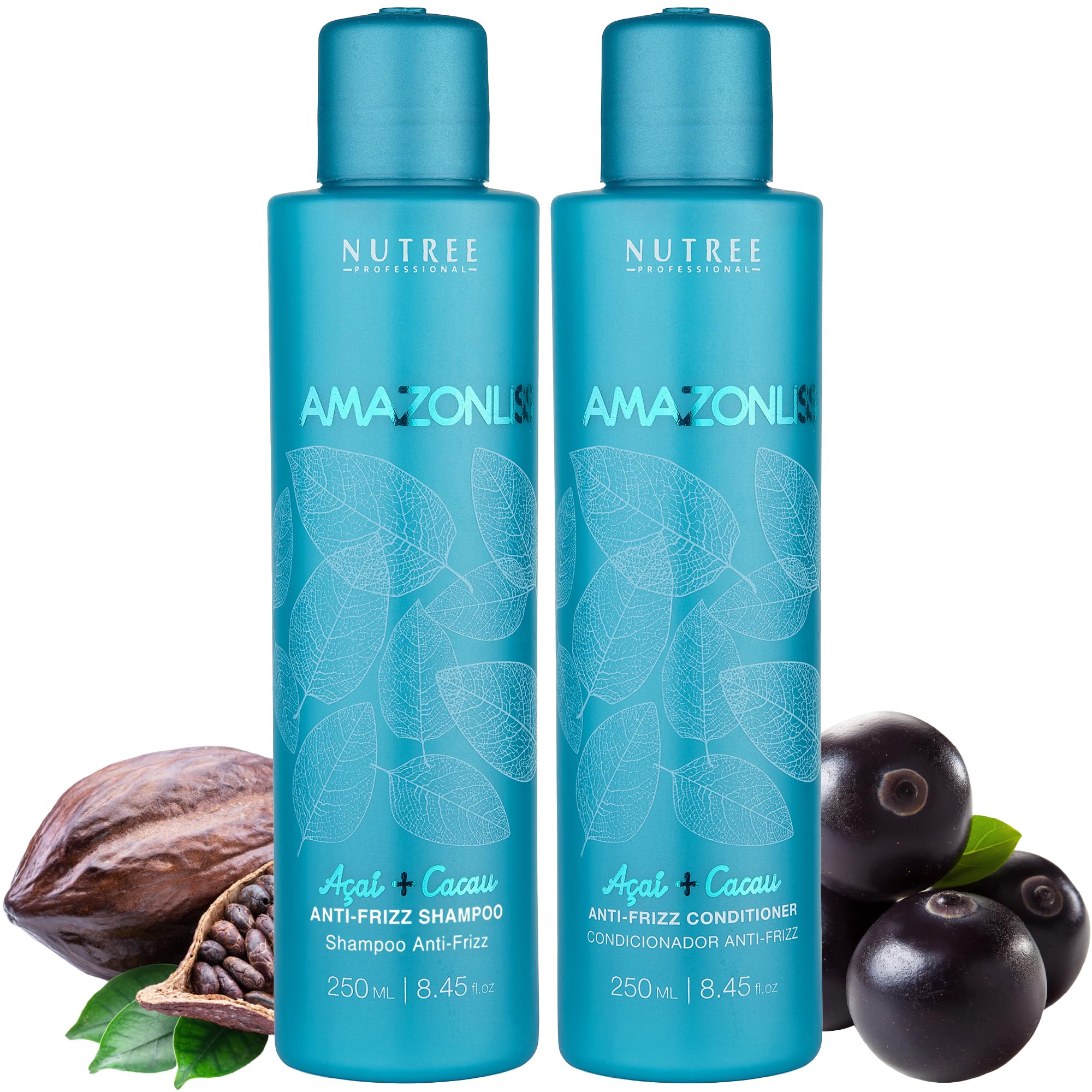 Amazonliss Anti-Frizz Keratin Treatment Set - Smooth, Soft & Shiny Hair Care - Long-Lasting Frizz Control Shampoo & Conditioner (8.45 fl.oz) - Perfect for Damaged Hair & Salon-Quality Results at Home