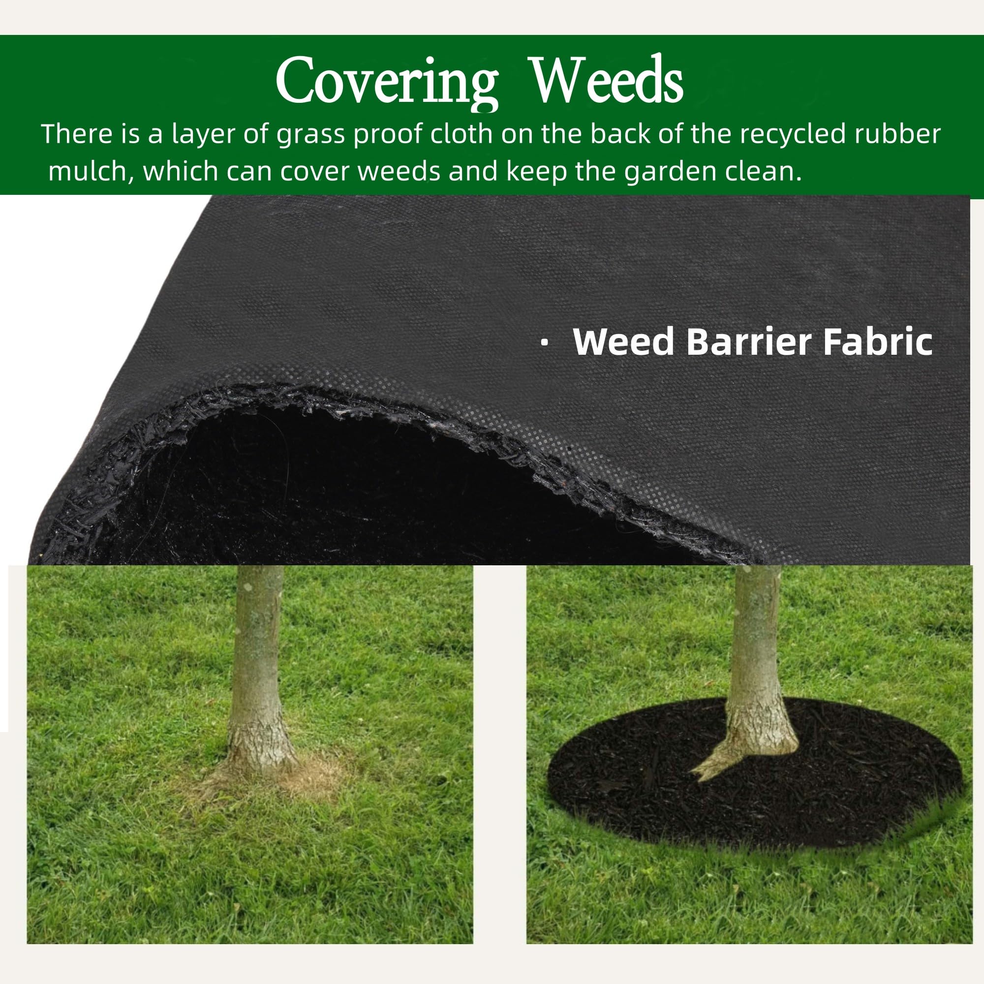 8'x2' Black Rubber Mulch Mat - Garden Barrier & Edging for Landscaping