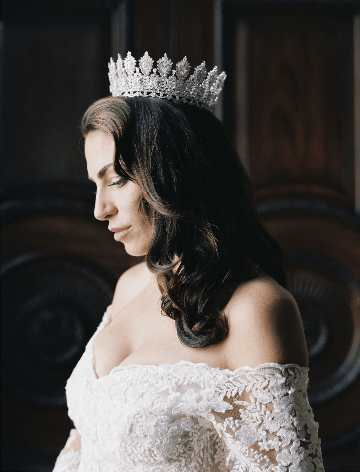 RACHEL Simulated Diamond Royal Bridal Tiara Crown | Elegant Wedding Headpiece for Brides, Princess Costume, Pageant & Special Occasions