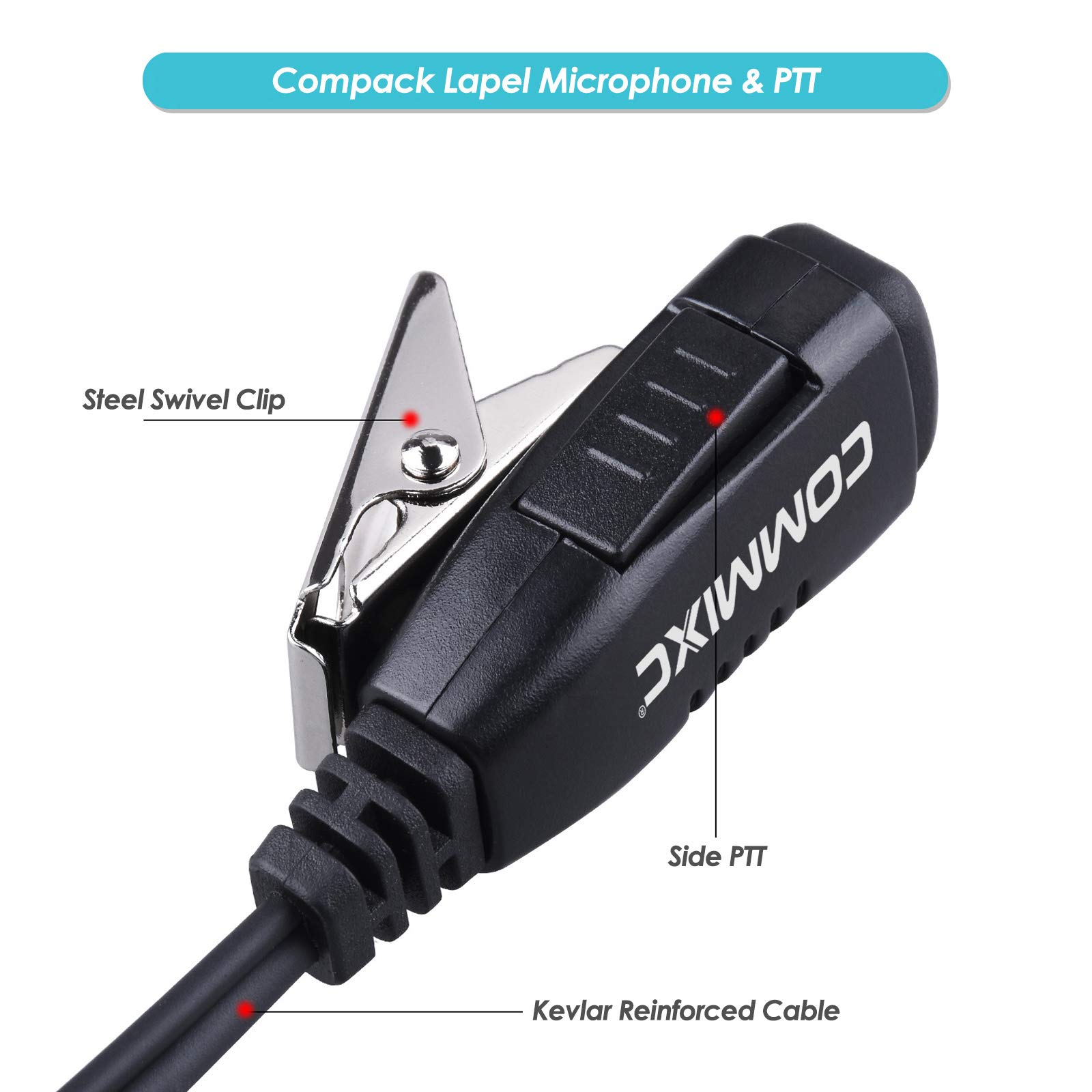 COMMIXC Covert Walkie Talkie Earpiece - 2.5mm 1-Pin Air Acoustic Tube Headset with PTT Mic for Motorola Talkabout Radios | Discreet Communication for Security, Event Staff & Outdoor Adventures
