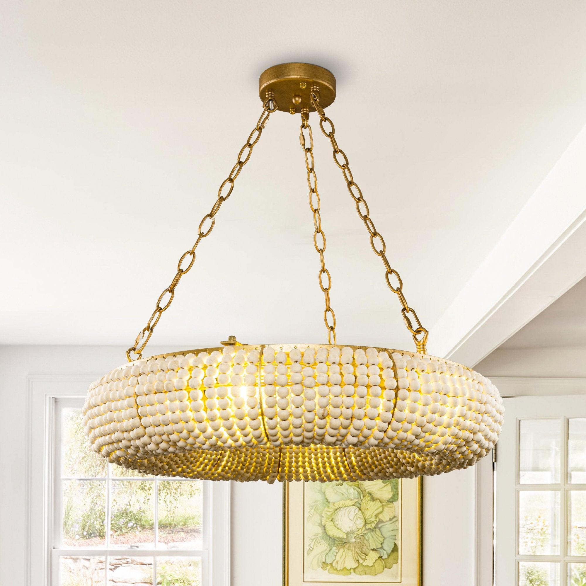 Vintage Farmhouse 6-Light Antique Gold Flush Mount Ceiling Light - Perfect for Dining Room, Kitchen, or Bedroom Lighting