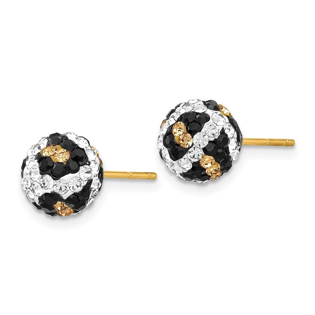 14K Yellow Gold Crystal Leopard Stud Earrings - 8mm Post Earrings for Women | Elegant Animal Print Jewelry for Parties, Date Nights & Special Occasions