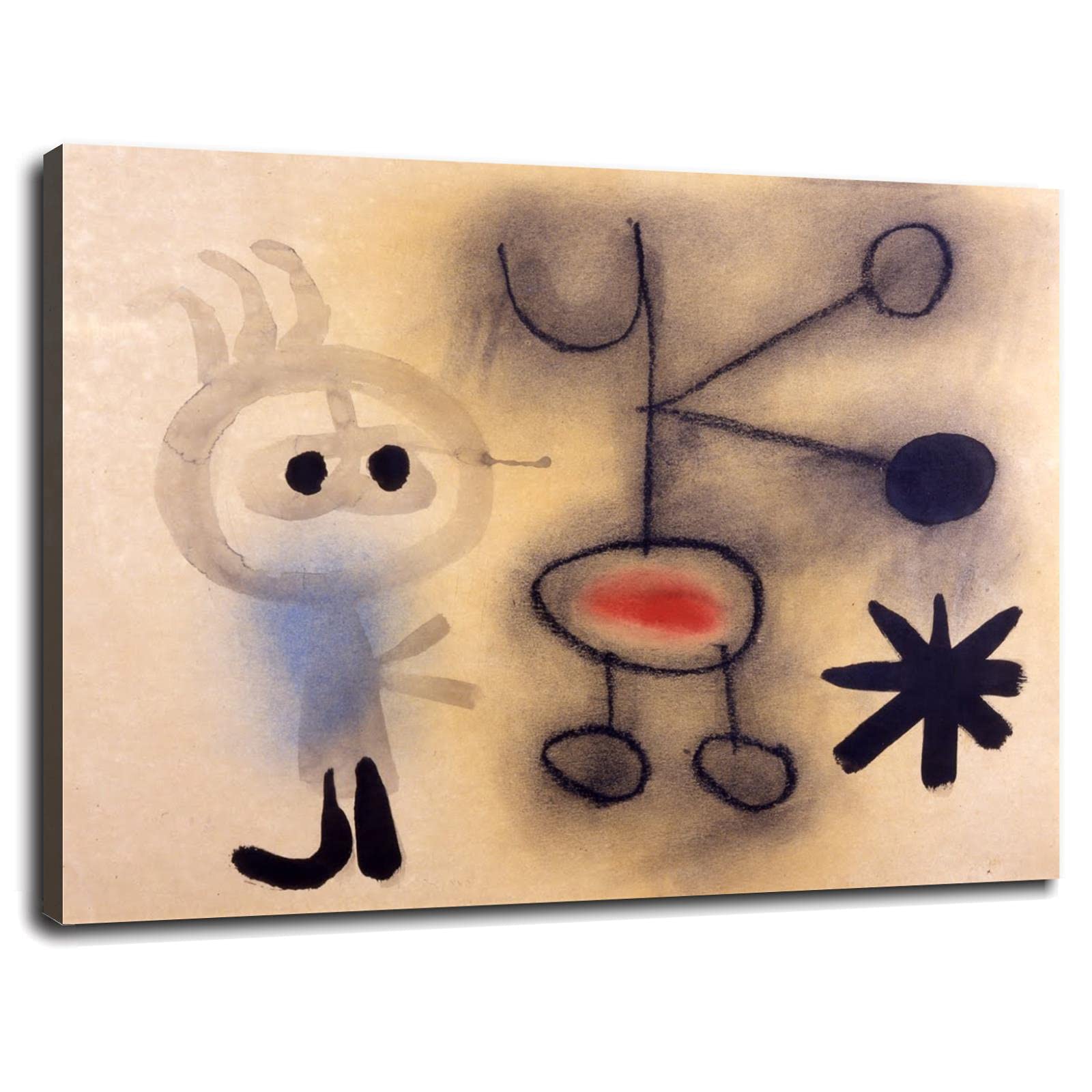 Joan Miro Abstract Art Print - Premium Canvas Wall Decor Painting 16x12 Inch Framed Poster for Living Room, Bedroom & Office Decor | Modern Home Artwork Gift Idea