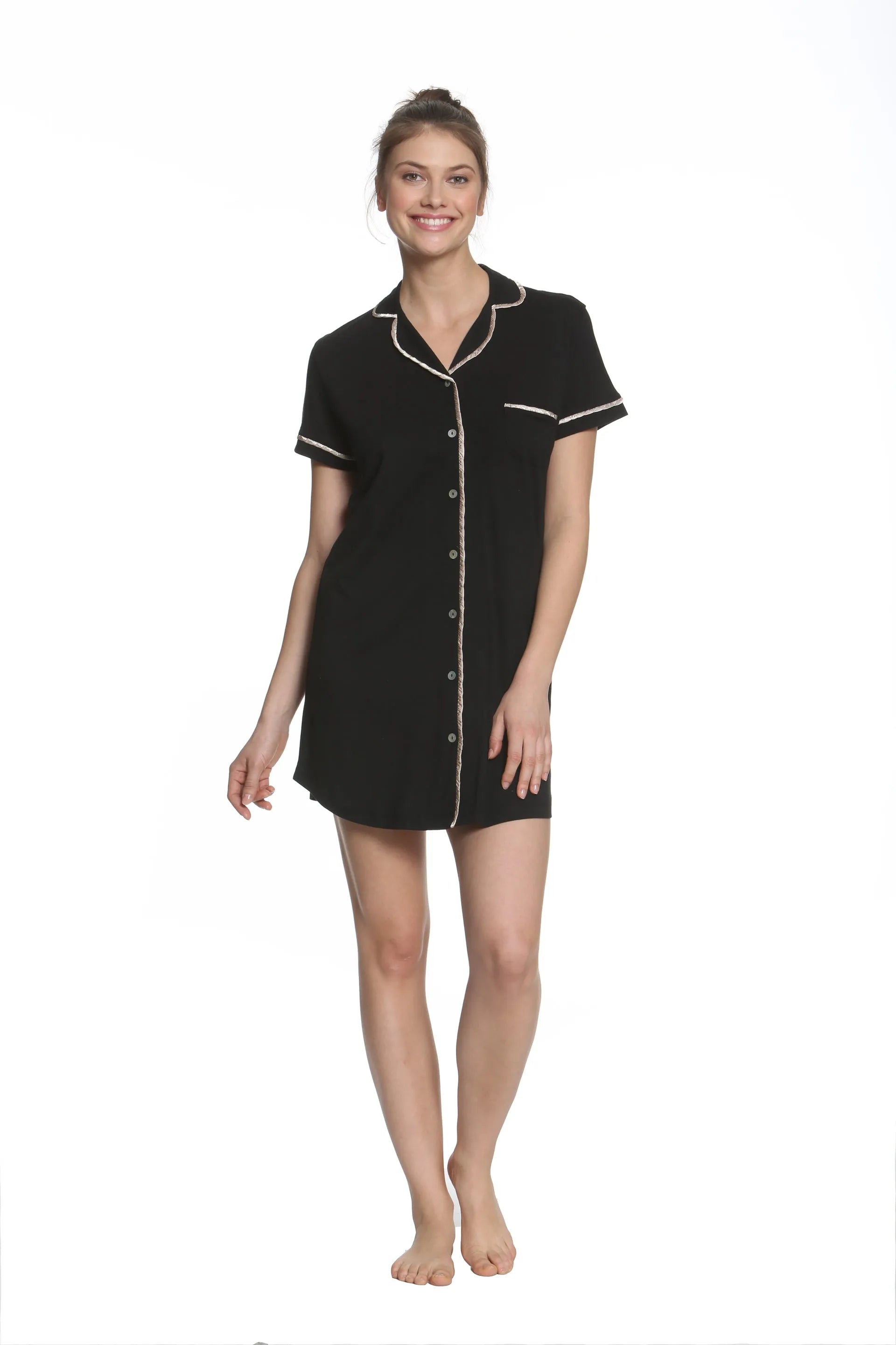 Sophie Basic Short Sleeve Nightshirt for Women - Soft Cotton Sleep Shirt for Lounge, Travel & Home Comfort