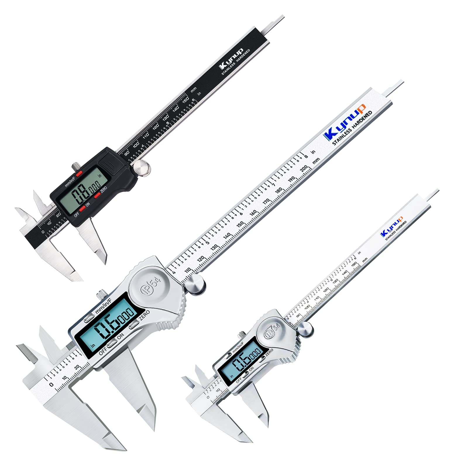 Kynup Digital Caliper - IP54 Waterproof Stainless Steel Electronic Caliper Measuring Tool with Large LCD Screen | Inch/Metric/Fraction Conversion | Perfect for DIY, Woodworking, Metalworking & Engineering Projects
