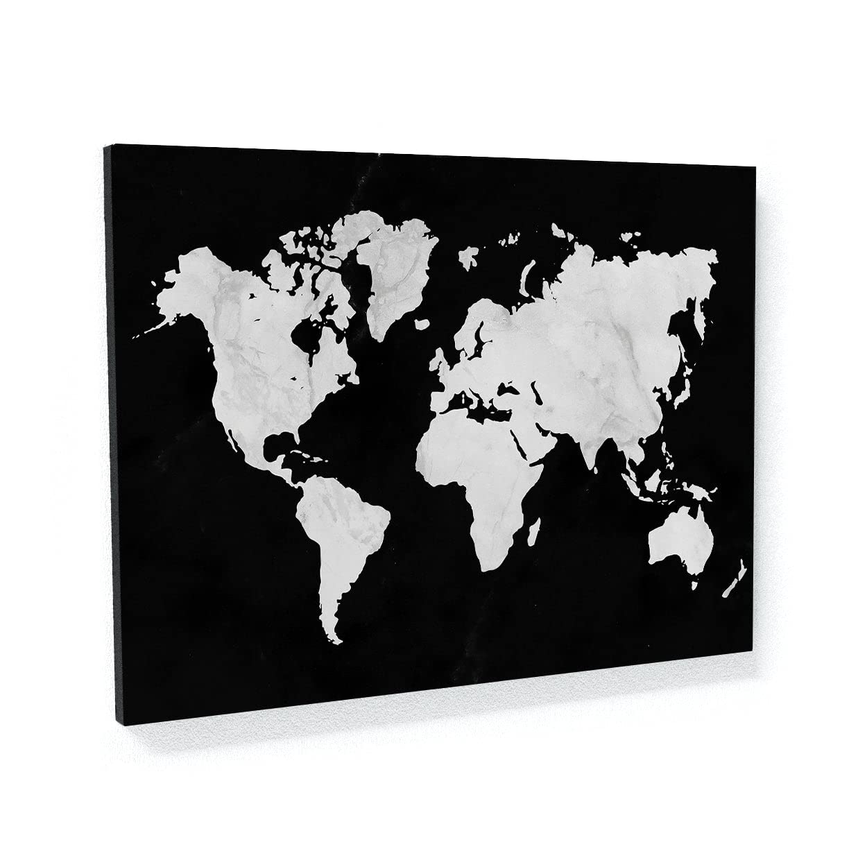 Modern Abstract World Map Canvas Art - Large 40x30 Inch Marble Travel Print for Home & Office Decor | Wall Painting Poster for Living Room, Bedroom & Study