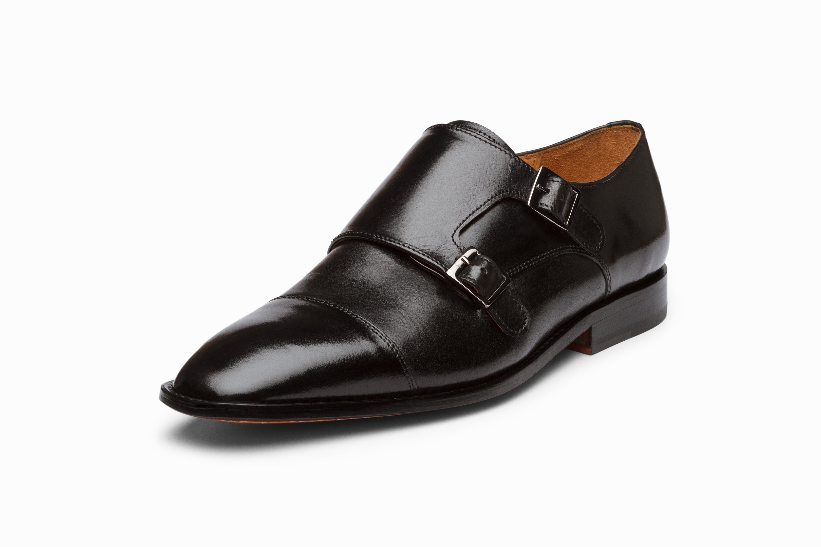 Premium Men's Double Monkstrap Dress Shoes - Classic Black Leather for Business & Formal Occasions