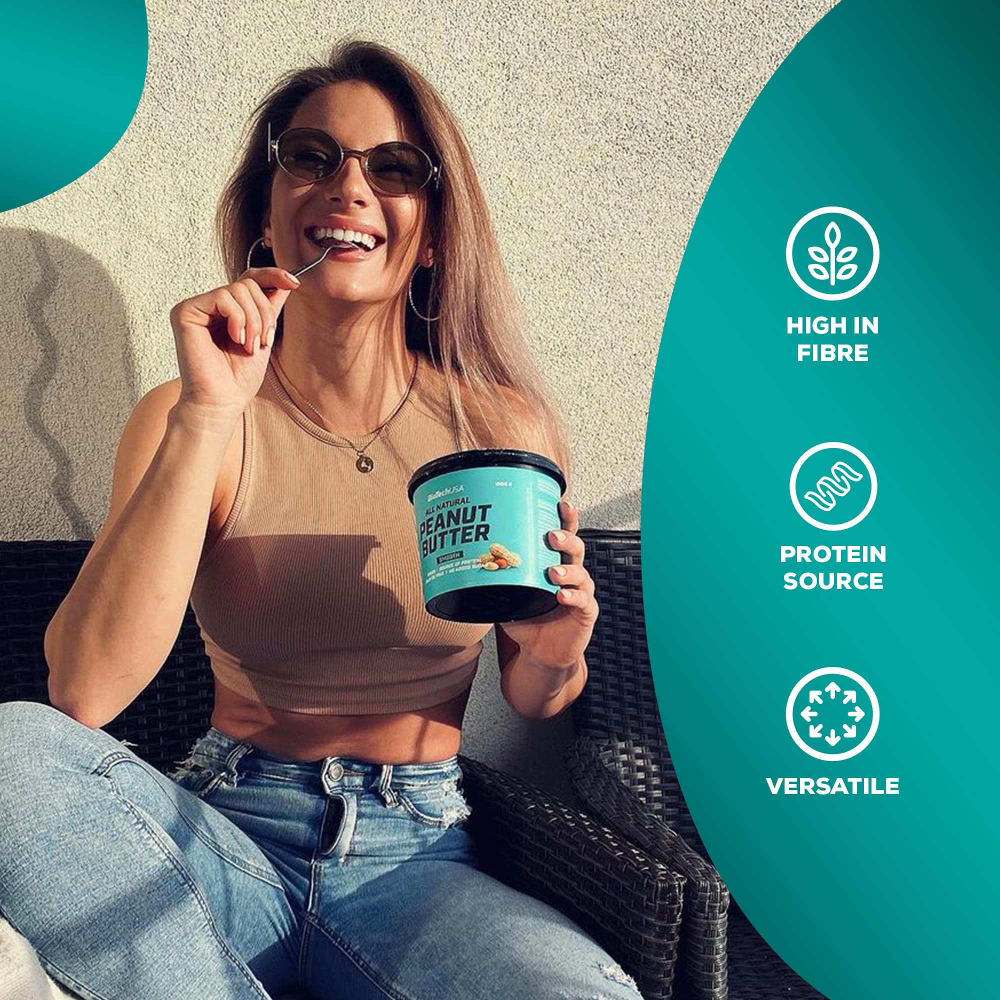 BioTechUSA Crunchy Peanut Butter 1000g - High Protein, Natural Ingredients for Fitness & Healthy Snacking | Perfect for Smoothies, Toast & Post-Workout Recovery