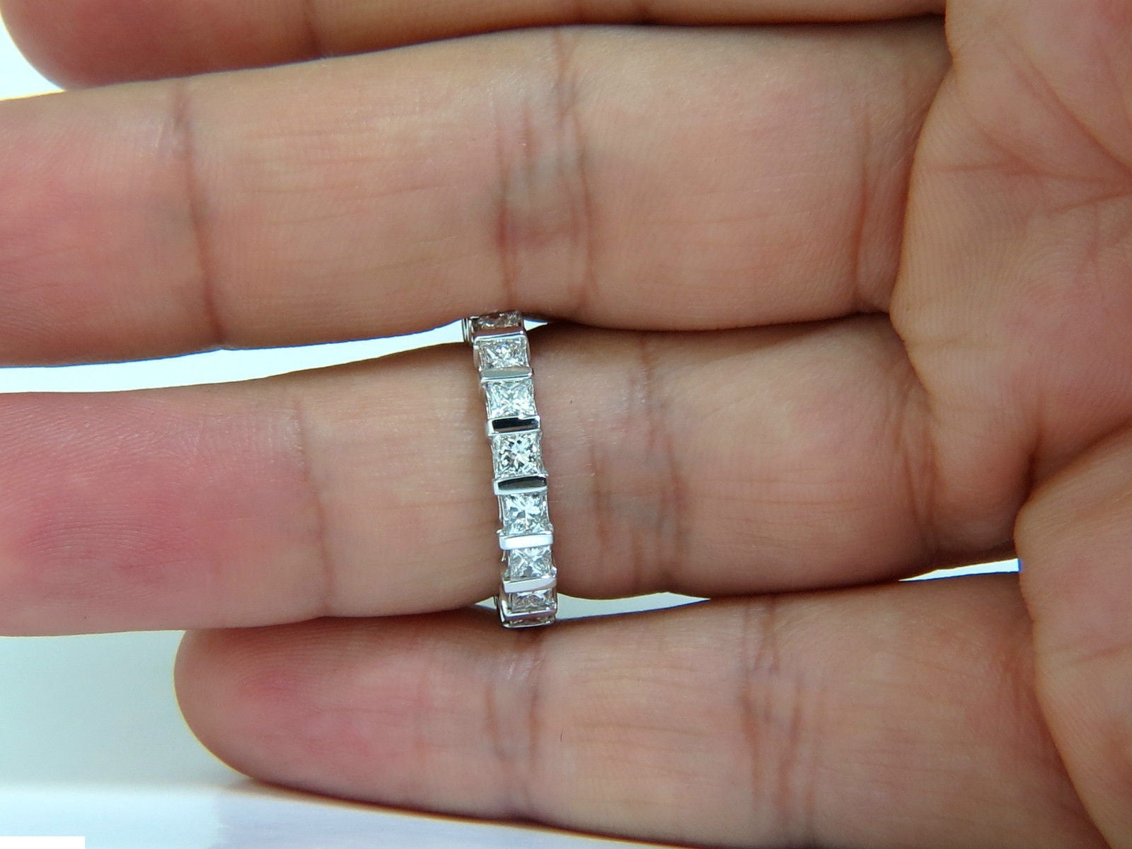 2.85CT Princess Cut Diamond Eternity Ring in 14KT Gold, H/VS Quality, Size 7.25, Channel Setting - Perfect for Anniversaries, Engagements & Special Occasions