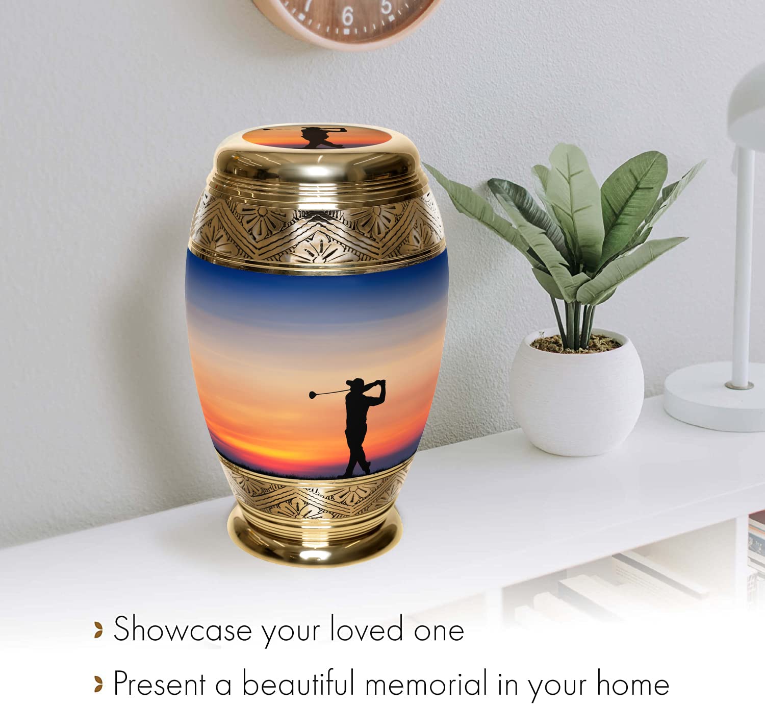 Personalized Golf Themed Cremation Urn for Adult Male Ashes - Handcrafted Large Decorative Urn for Human Ashes - Perfect Memorial for Golf Lovers & Funeral Display