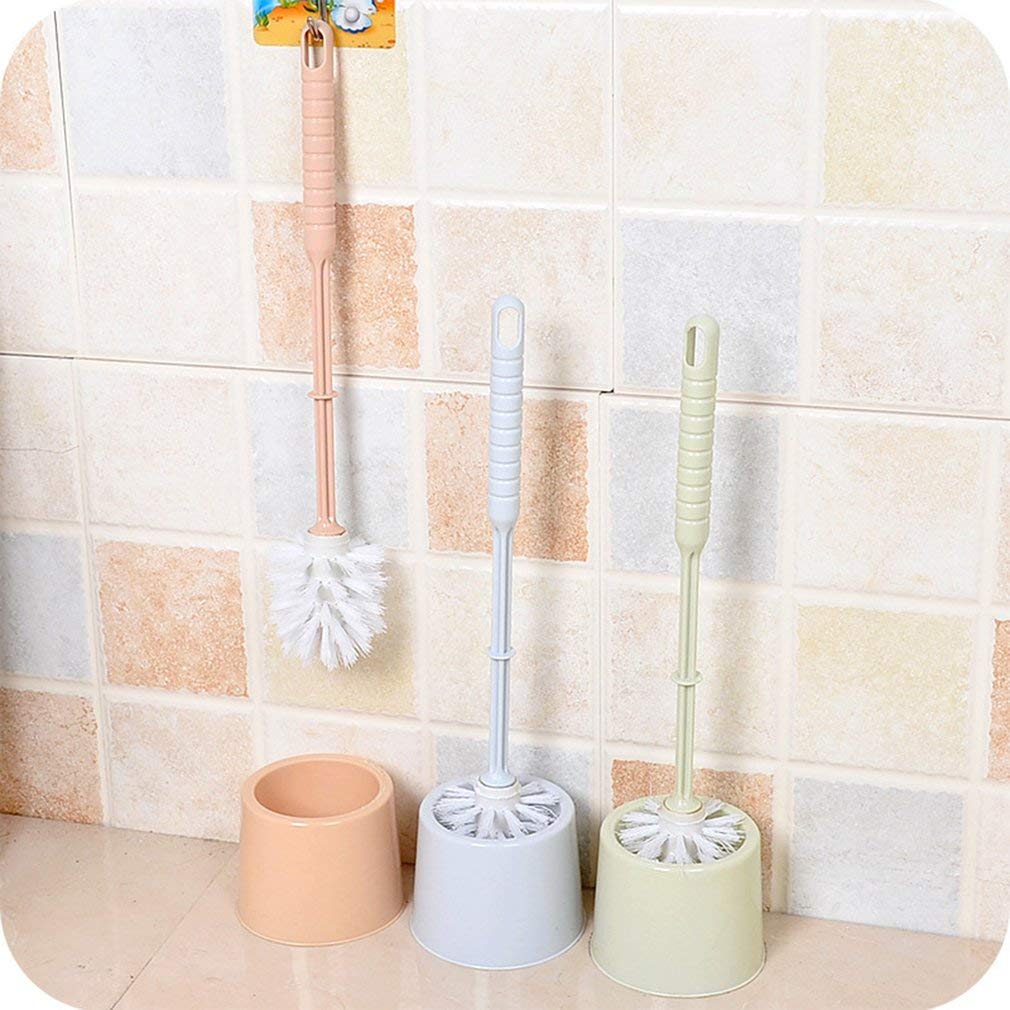 Creative Long Handle Thickened Plastic Toilet Brush with Base - Ergonomic Candy Color Design for Effective Bathroom Cleaning | Durable Household Toilet Brush Holder (Color A) - Perfect for Small Bathrooms, Guest Toilets & RVs