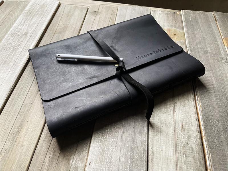 Personalized Black Leather Wrap Journal - Custom Name & Date - Perfect for Travel, Writing & Gift Giving