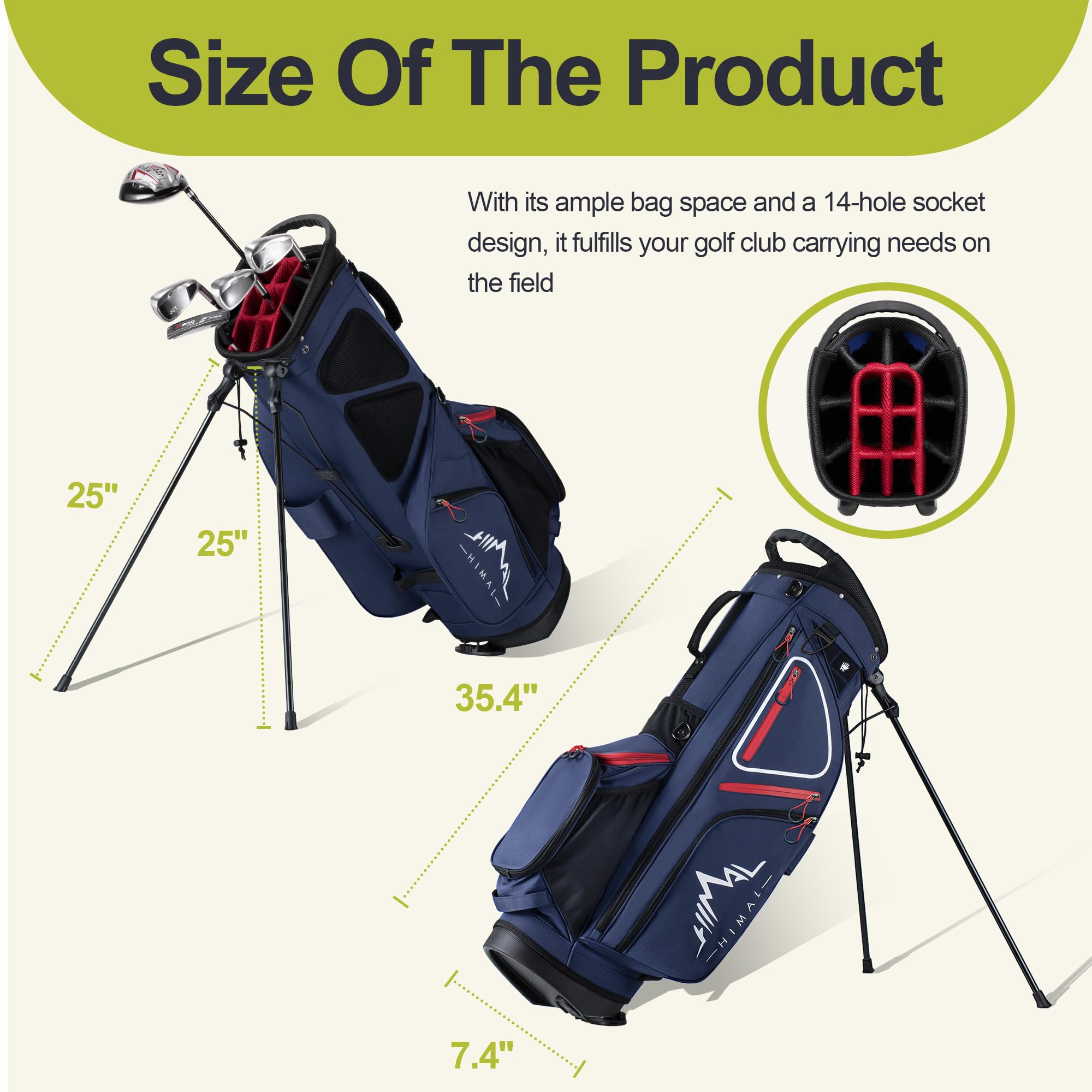 **14-Way Golf Stand Bag for Men - Lightweight & Durable with 10 Pockets & Top Dividers - Perfect for Driving Range, Course & Travel**